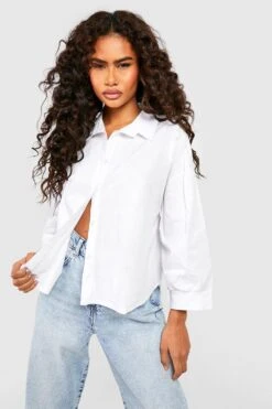 Baumwoll-Hemd Mit Gerollten Ärmeln -Mode für Sie Geschäft gzz53094 white xl 2