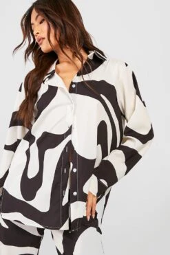 Lockeres Hemd Mit Abstraktem Print