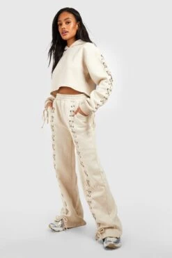 Kurzer Hoodie Mit Schnür-Detail -Mode für Sie Geschäft gzz54022 ecru xl 2