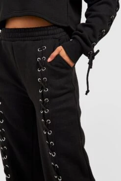 Geschnürte Jogginghose Mit Geradem Bein -Mode für Sie Geschäft gzz54023 black xl 3