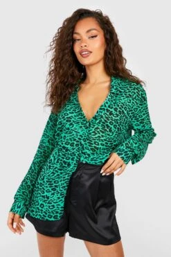 Oversize Chiffon-Hemd Mit Leopardenprint