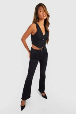 Stretch Schlagjeans Mit Hohem Bund -Mode für Sie Geschäft gzz54995 black xl 2