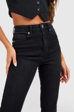 Stretch Schlagjeans Mit Hohem Bund -Mode für Sie Geschäft gzz54995 black xl 3