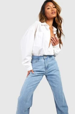 Jeans Mit Hohem Bund Und Geradem Bein -Mode für Sie Geschäft gzz55001 light20blue xl 3